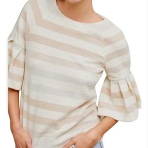 Anthropologie Maeve bell sleeve metallic blouse